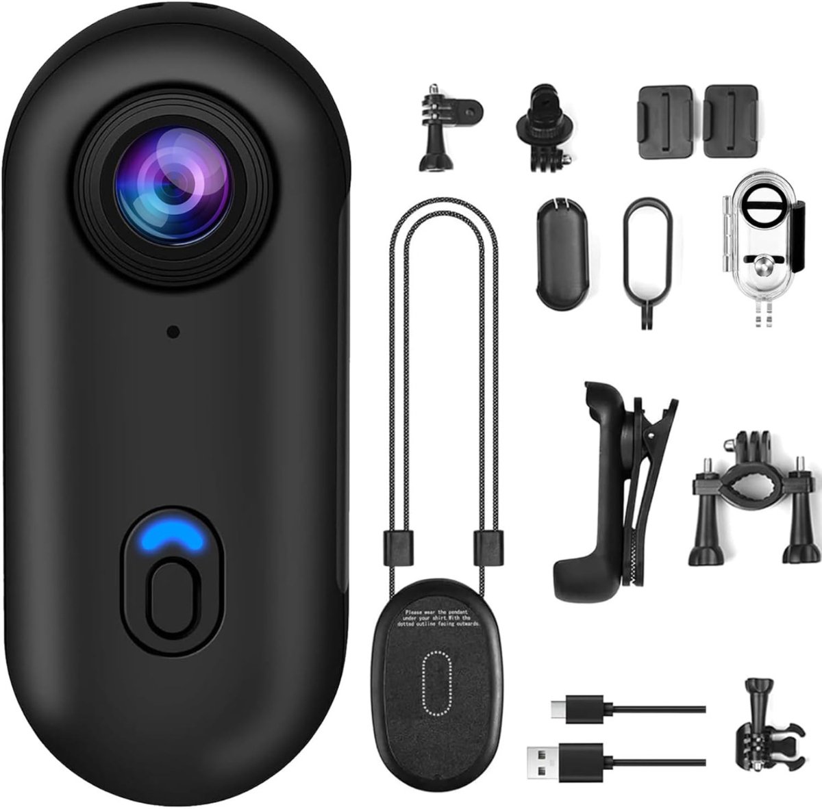 Bodycam - Action Cam - Spycam - Bewegingsdetectie - 180º Draaibare Lens - Bodycam Politie - Full HD - Zwart