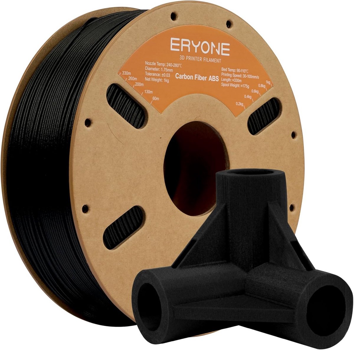 Koolstofvezel Filament 1.75mm Zwart voor 3D Printer, 1kg Spoel