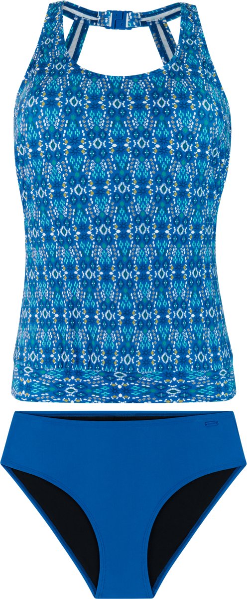Protest PRTFenn Tankini set Dames Gespsluiting Uitneembare vulling Normale pasvorm Hoge taille Volledige dekking Blauw