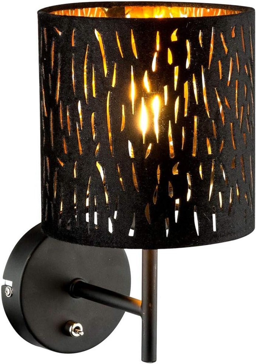 Moderne Wandlamp Zwart Metaal met Zachte Fluwwel Kap