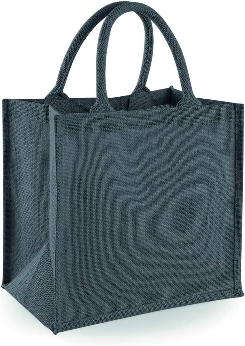 Jute Midi Tote Bag met Katoenen Handvatten