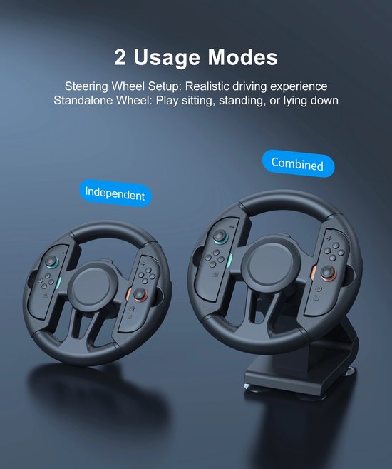 Turqero - Racing Stuurwiel voor Nintendo Switch, OLED & Switch 2 - 270° Rotatie - Met Zuignap van Merkloos — afbeelding 2