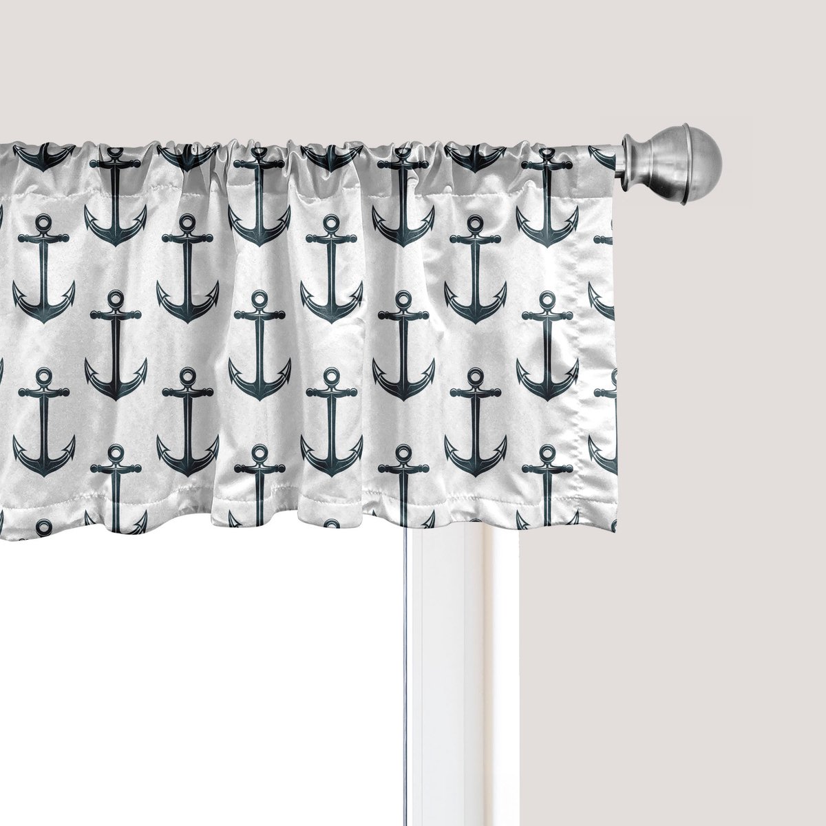 ABAKUHAUS Anker raamvalletje, gordijnvalletje voor keuken en slaapkamer met tunnelzoom, 137 cm x 45 cm, antracietgrijs wit