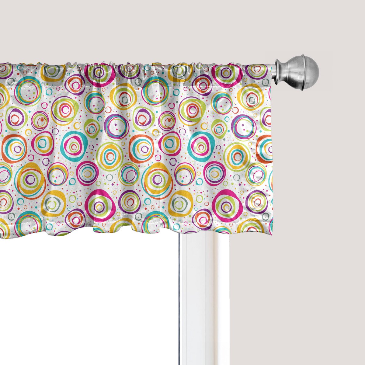 ABAKUHAUS Geometrisch raamvalletje, gordijnvalletje voor keuken en slaapkamer met tunnelzoom, 137 cm x 45 cm, meerkleurig