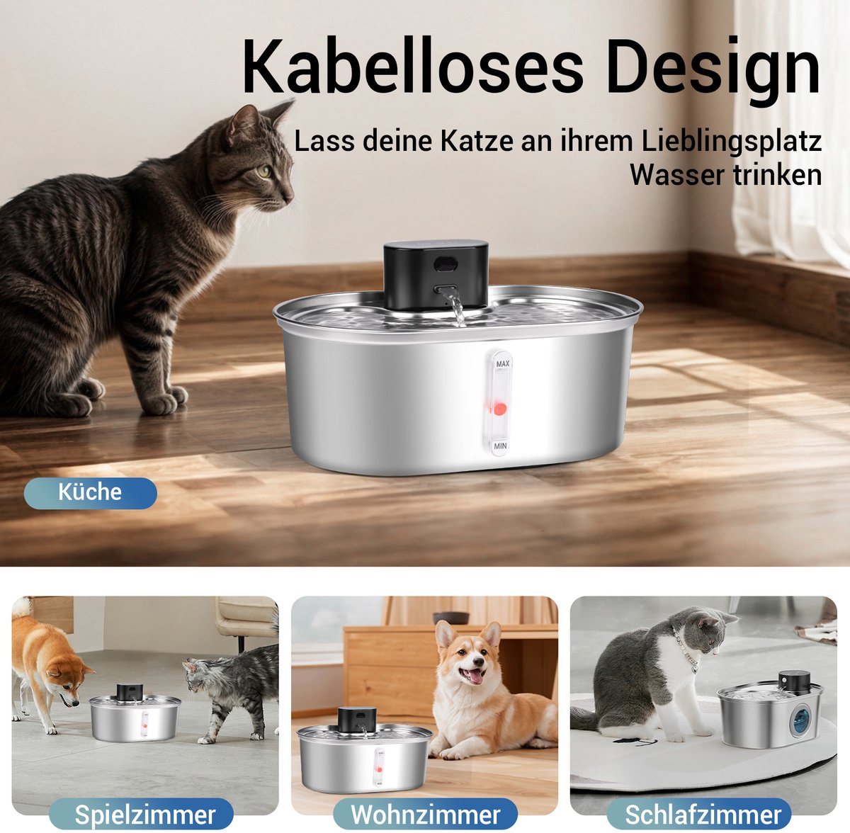 Dreamhigh Draadloze Drinkfontein - Kattenfontein thumbnail 2