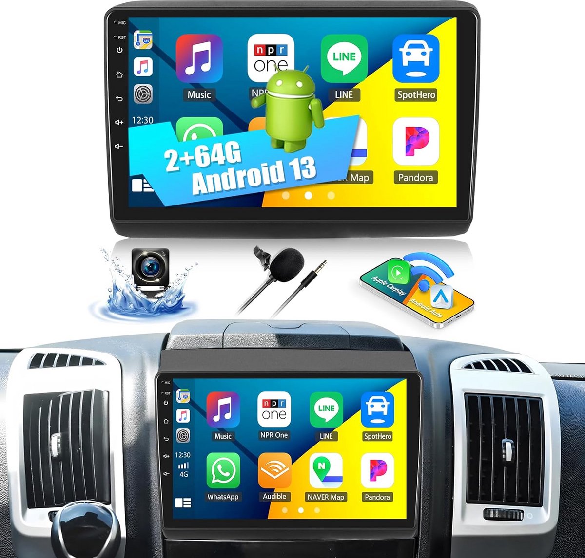 Android 13 Autoradio 9 Inch voor FIAT DUCATO Jumper Boxer, CarPlay, GPS en Achteruitrijcamera