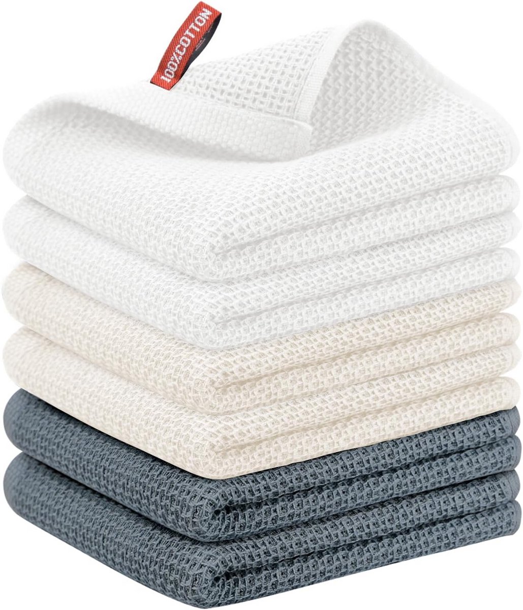 6-pack Keukenhanddoeken Groot 100% Katoen - Absorberende Theedoeken