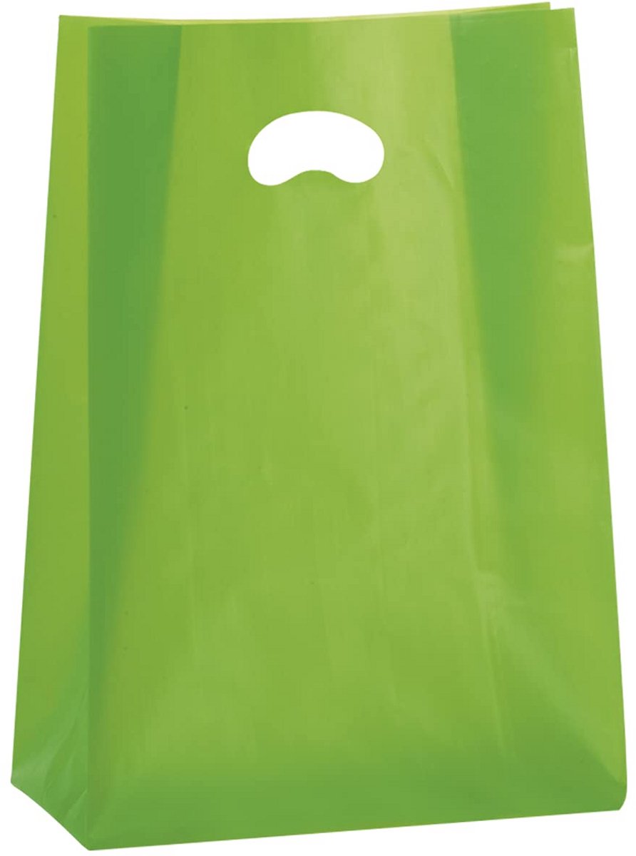 Sterke Groene Shoppertas met Plissé en Handvat - 100 Stuks - 35x50 cm