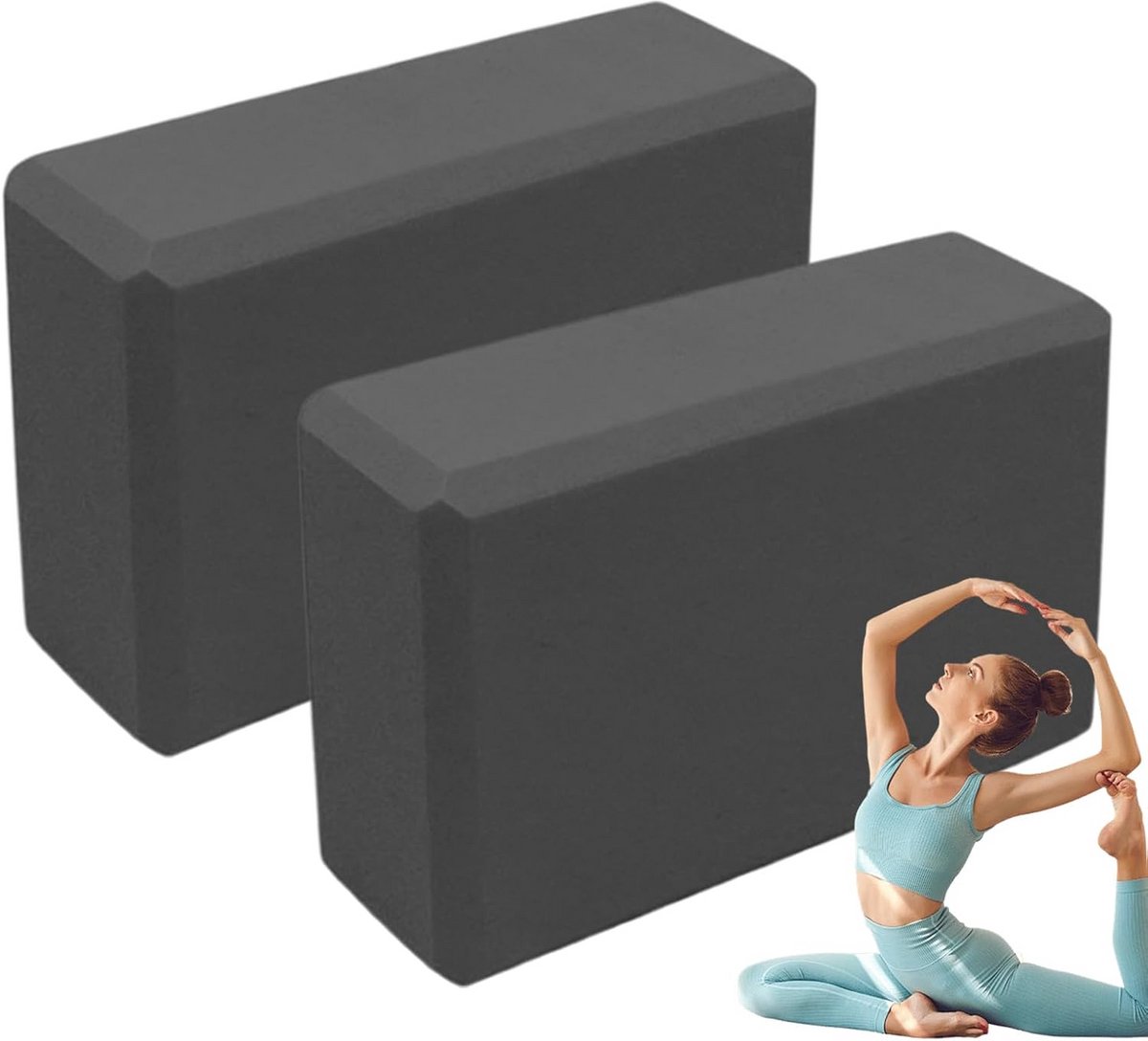 Set van 2 Yogablokken Antislip Licht Schuim voor Yoga Pilates en Meditatie