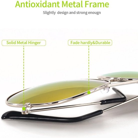 Unisex Aviator Zonnebril met UV400 Spiegeleffect - Lichtgewicht en Comfortabel — afbeelding 4