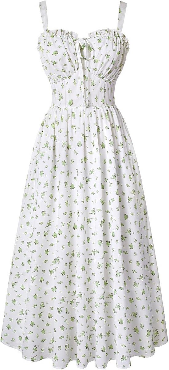 Midi Zomerjurk Dames Victoriaans Bloemenprint A-lijn Mouwloos