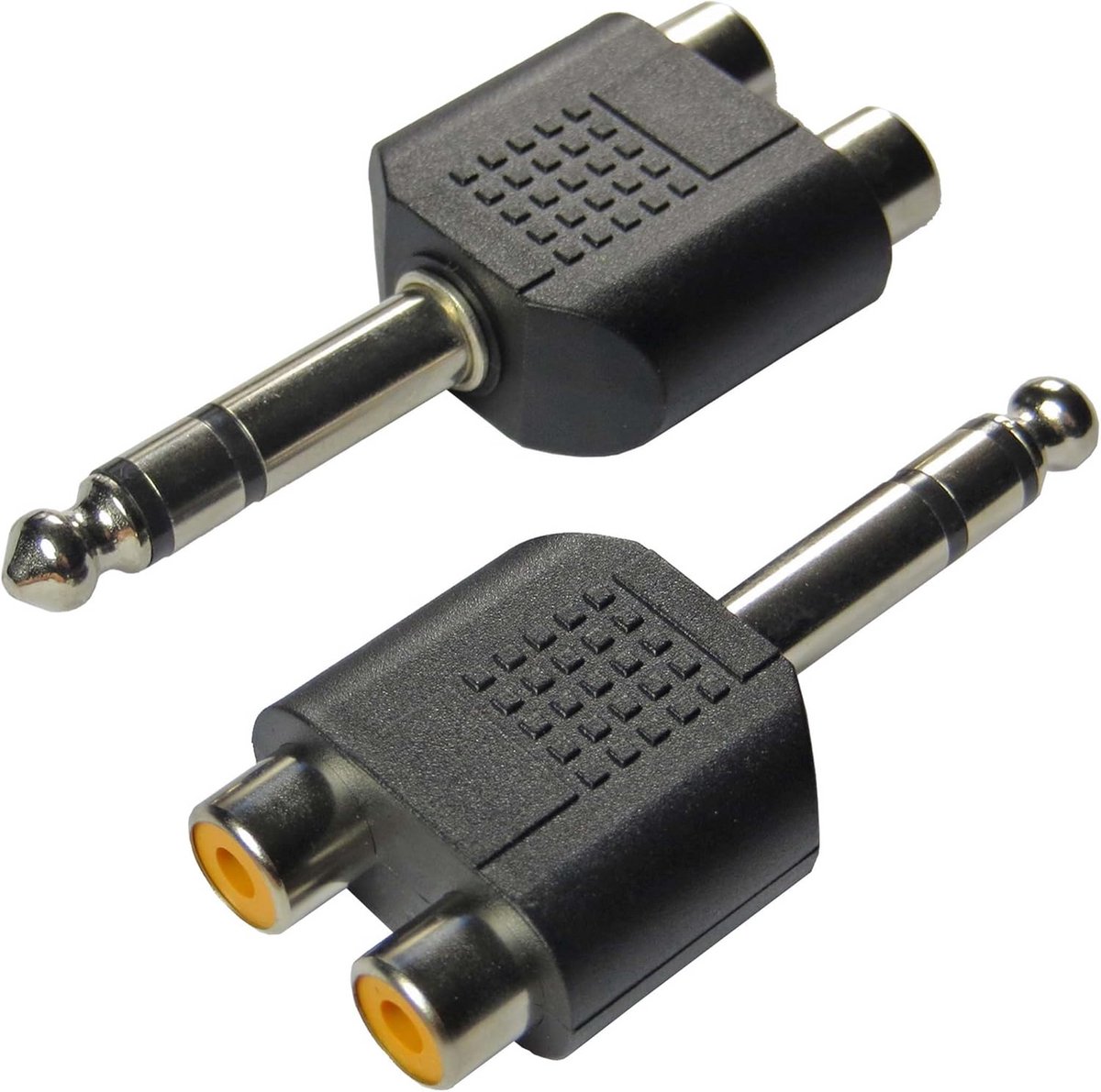 Set van 2 Y-Adapter: Tulp RCA naar 6.35mm Jack Stereo Kabel Splitser