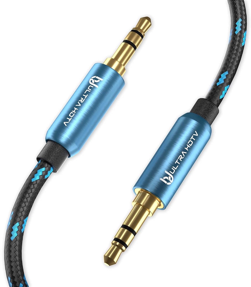 Stereo AUX-kabel 12,5 meter met 3,5 mm jackpluggen voor auto en hoofdtelefoon