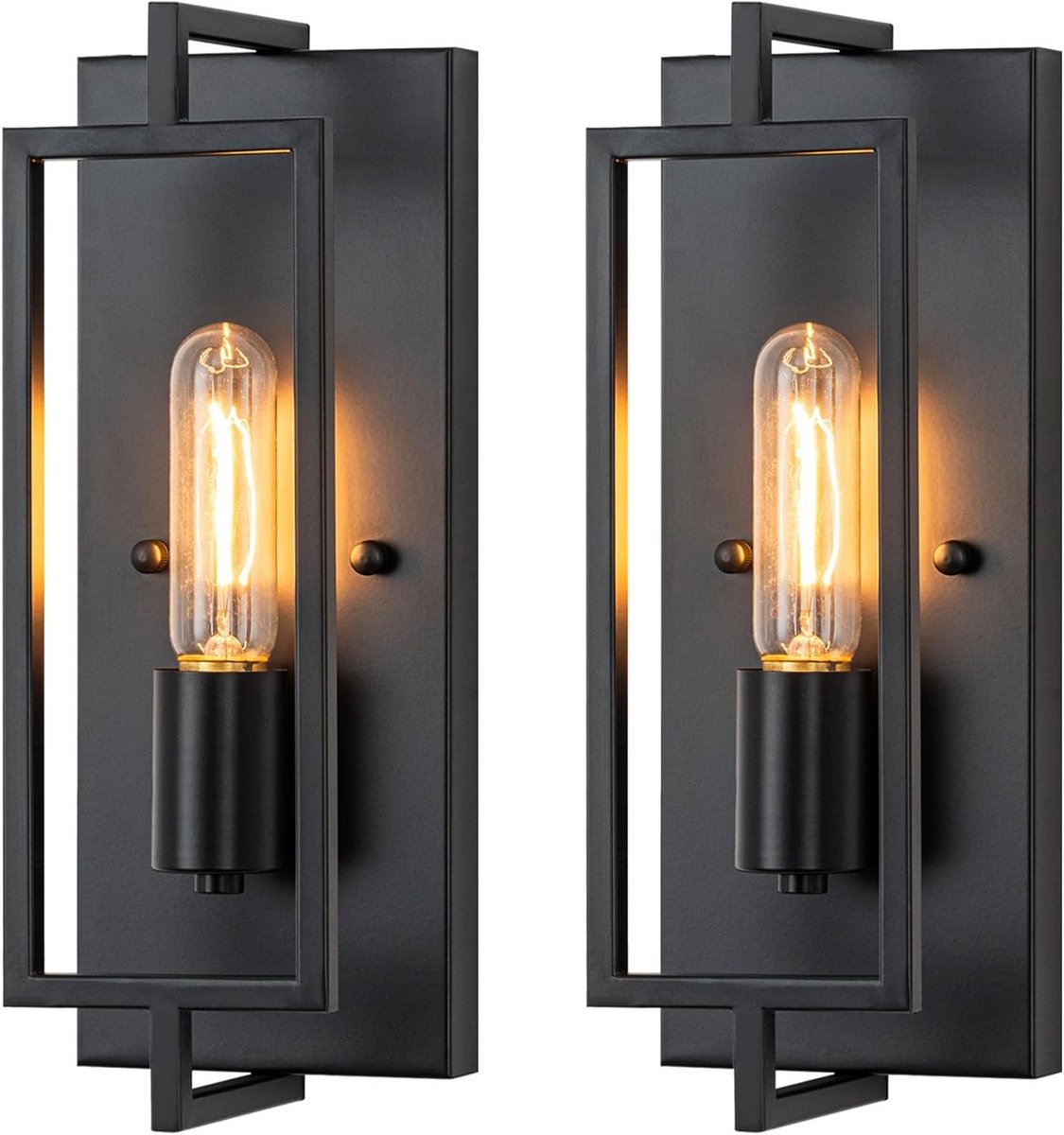 Industriële Wandlamp Matzwart Metaal E27 - Sfeervolle Verlichting