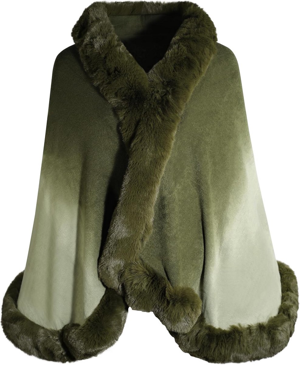 Luxe Imitatiebont Sjaal Dames Winter Stola Cape Warm en Zacht