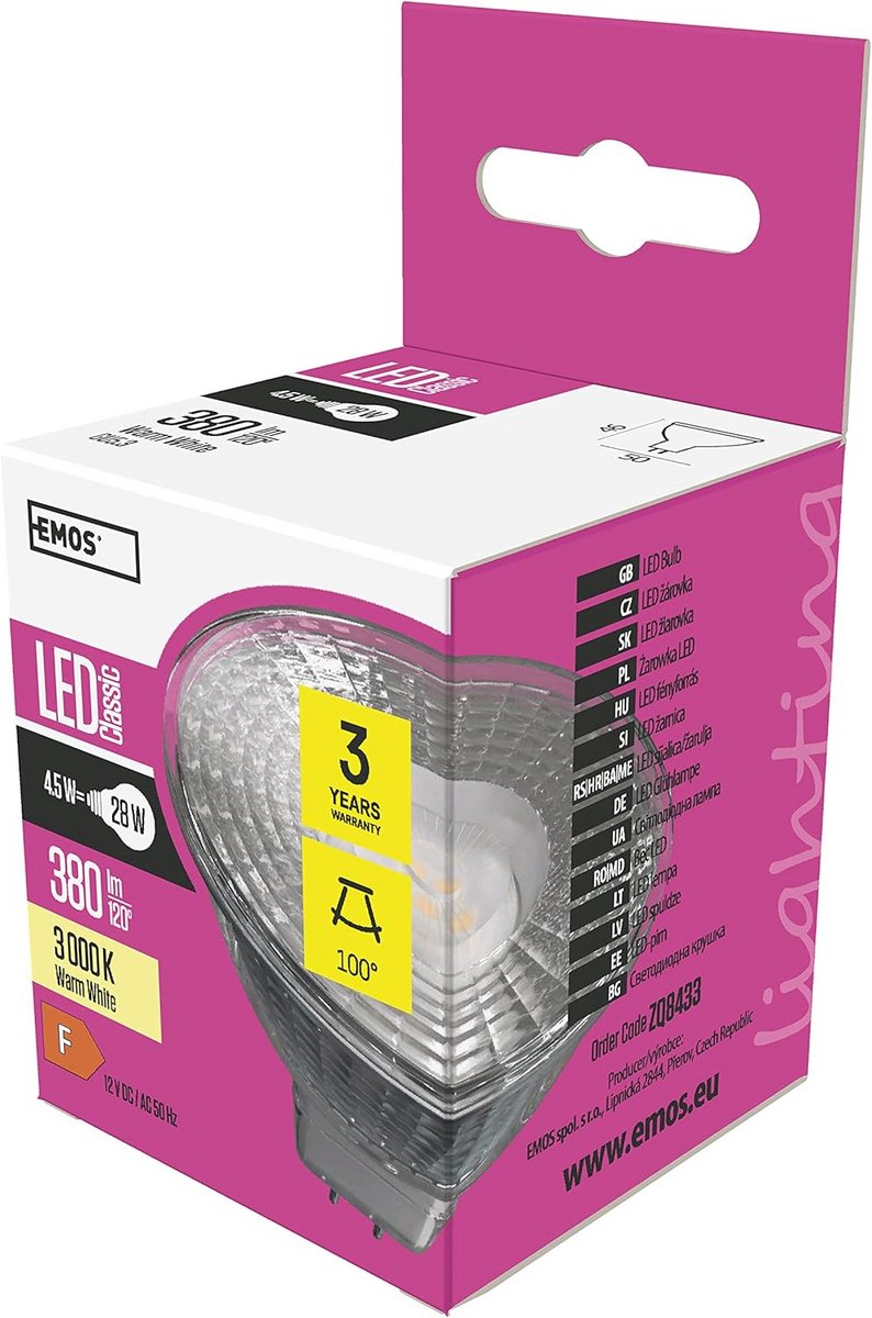 LED Spotlamp GU5,3 Fitting 4,5W Vervanger 28W Halogeen Warm Wit Licht