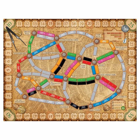 Ticket to Ride Amsterdam – Nederlandstalig Bordspel voor 2 tot 4 spelers - Snel strategisch spel vanaf 8 jaar - Speel in 17e-eeuws Amsterdam