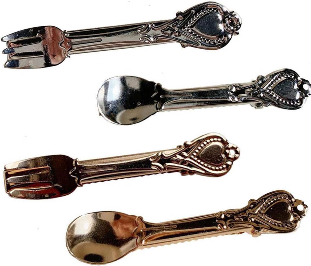 4x Metalen Haarspeldjes Set - Luxe Haaraccessoires met Vork & Lepel Vorm
