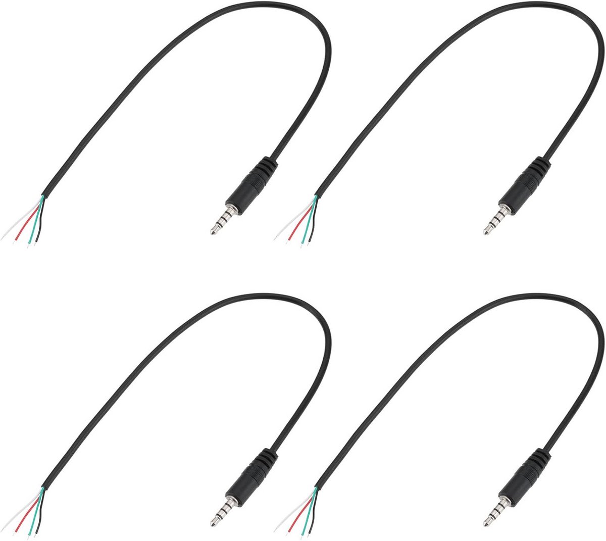 4-Delige 3.5mm Jack naar Blote Draad Kabel, TRRS 4-Pin Stereo Audio Plug Set (30cm)