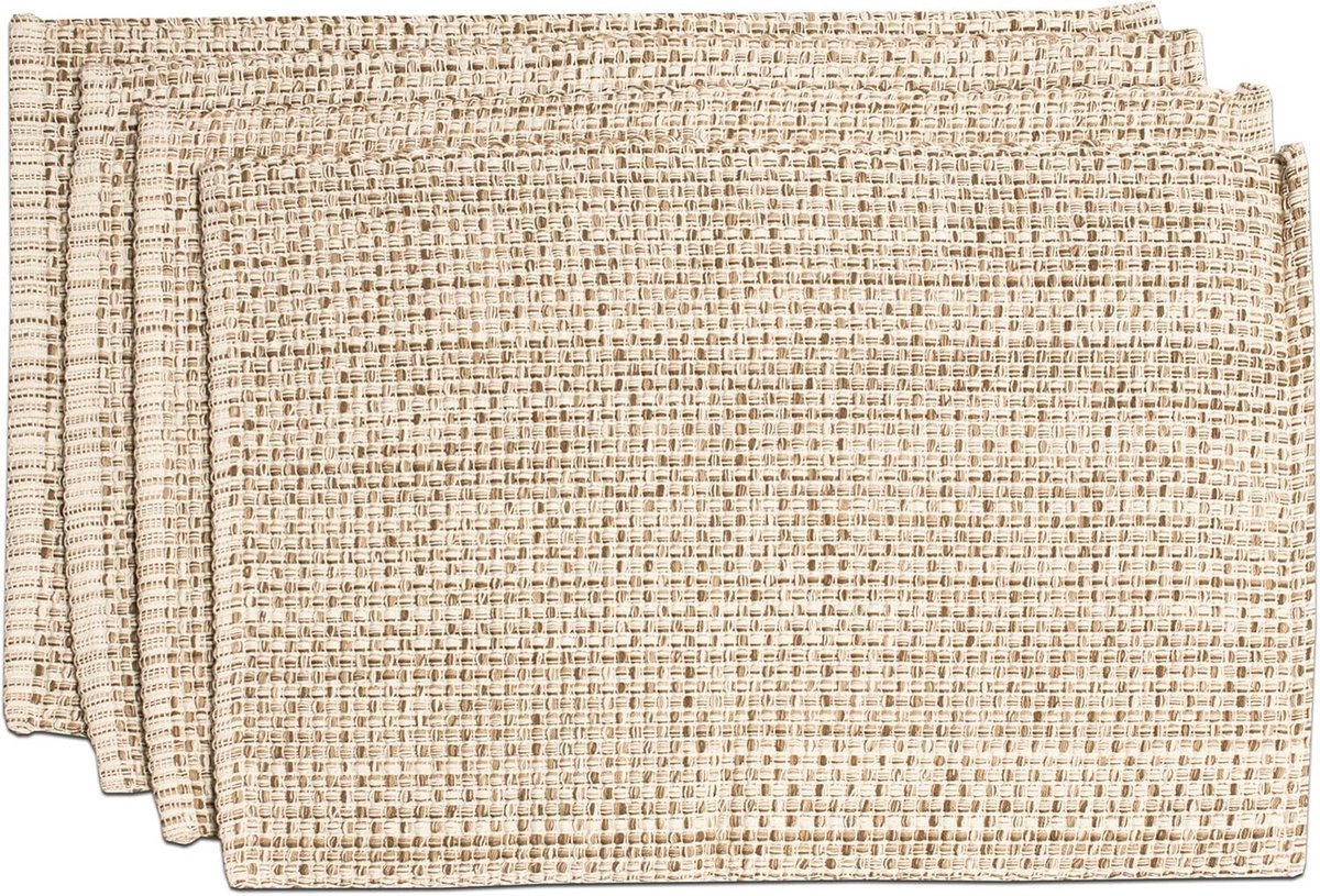 Set van 4 Geweven Katoenen Placemats Tweekleurig - 33x48 cm