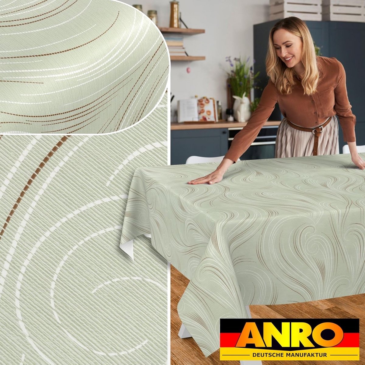 Afwasbaar Tafelkleed Groen Abstract Patroon 220 x 140 cm voor Binnen en Buiten