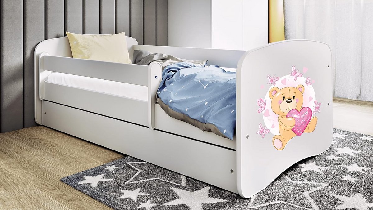 Kinderbed met Matras, Lade en Valbeveiliging 70x140 cm Wit
