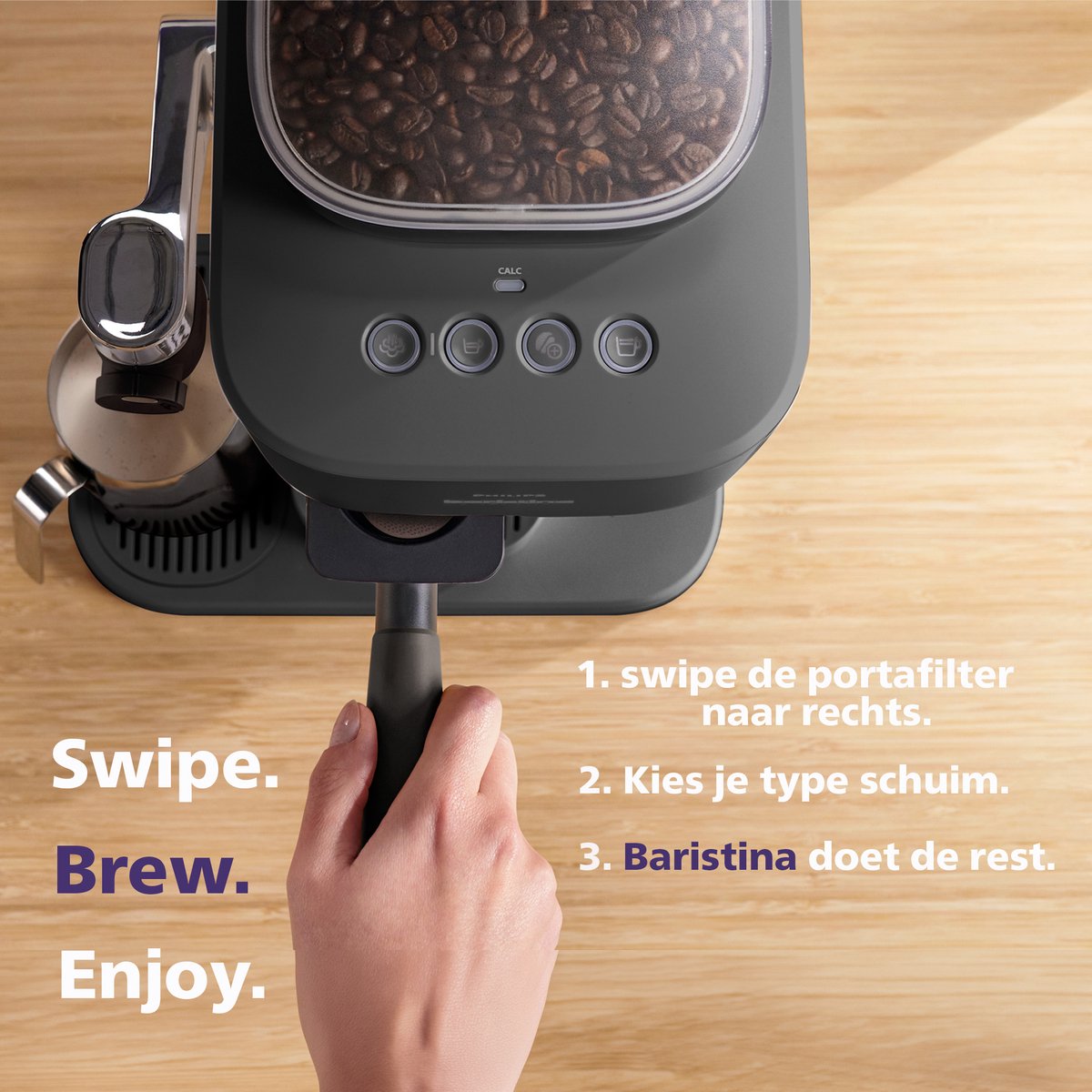 Philips Baristina Latte - BAR400/60 - Espressomachine - Pistonmachine - Cappuccino - Automatische Melkopschuimer - Zwart — afbeelding 5