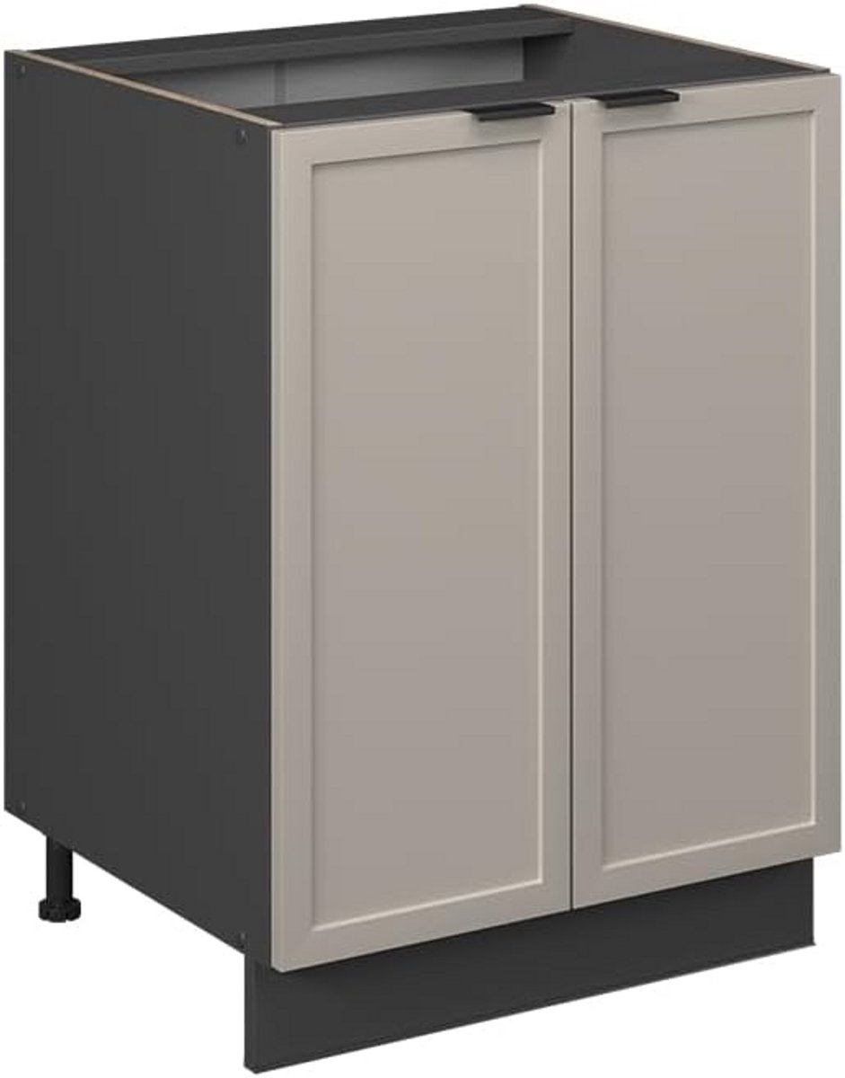 Keukenonderkast 60 cm Grijsbeige - Deurstal Basismodule Zonder Werkblad