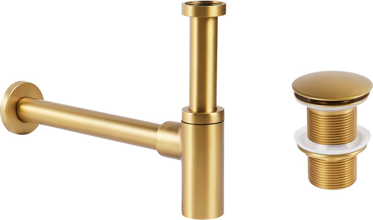 MAFREDI - Wastafel sifon met klik afvoer - Goud - Messing