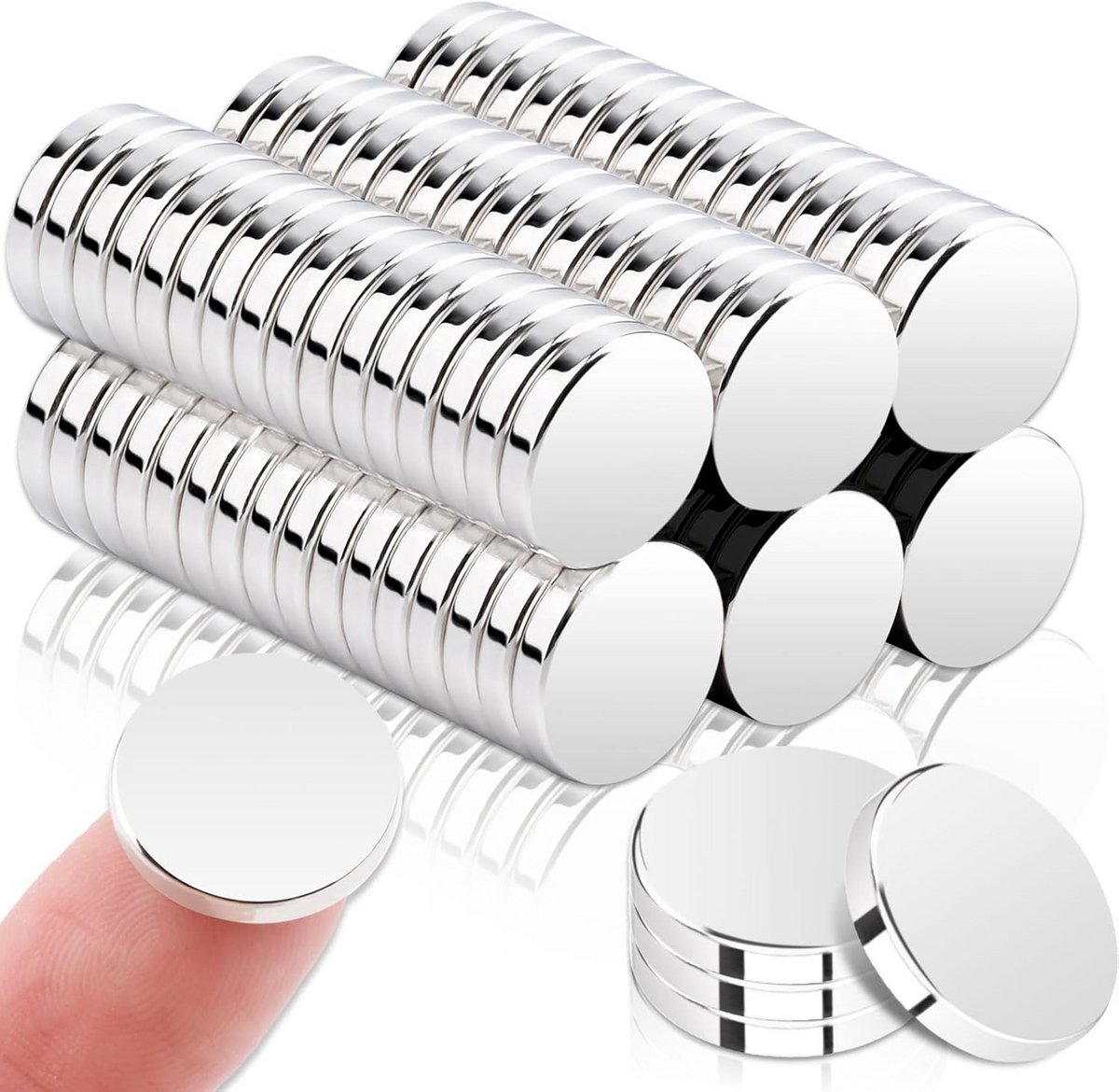 Allecto plus - Set van 100 kleine ronde neodymium magneten voor prikbord, magneetbord, koelkast en whiteboard - 15 x 3 mm dik