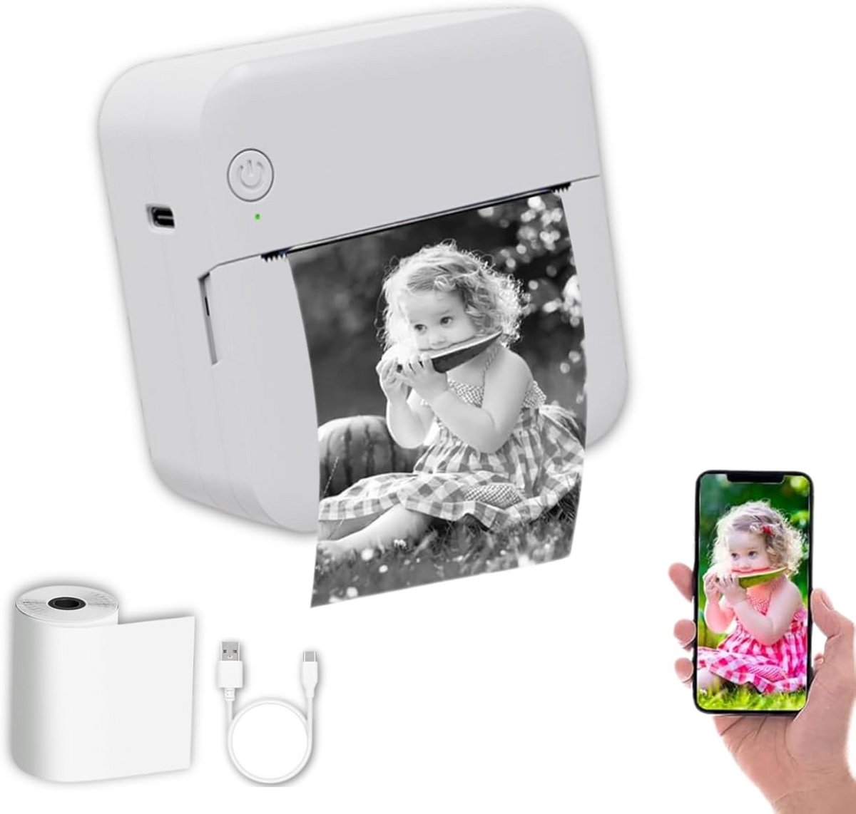 Draagbare Thermische Fotoprinter - Bluetooth Pocket Printer Zonder Inkt - Mobiele Printer voor Mobiel Foto's en Documenten