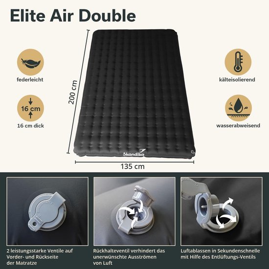 Opblaasbare Luchtmatras voor 2 Personen - Comfortabel en Compact Kamperen - 200x135 cm — afbeelding 2