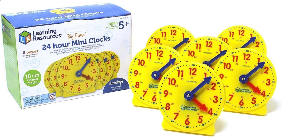 Set van 6 Mini-klokken voor Digitaal en Analoge Tijd, Leer Hulpmiddel Vanaf 5 Jaar