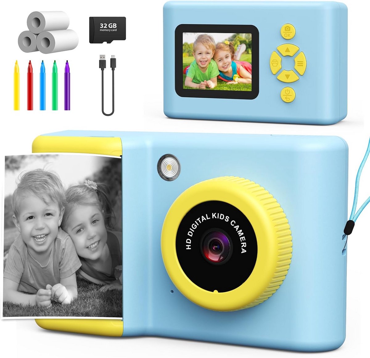 Digitale Instant Camera voor Kinderen met Printpapier en Geheugenkaart