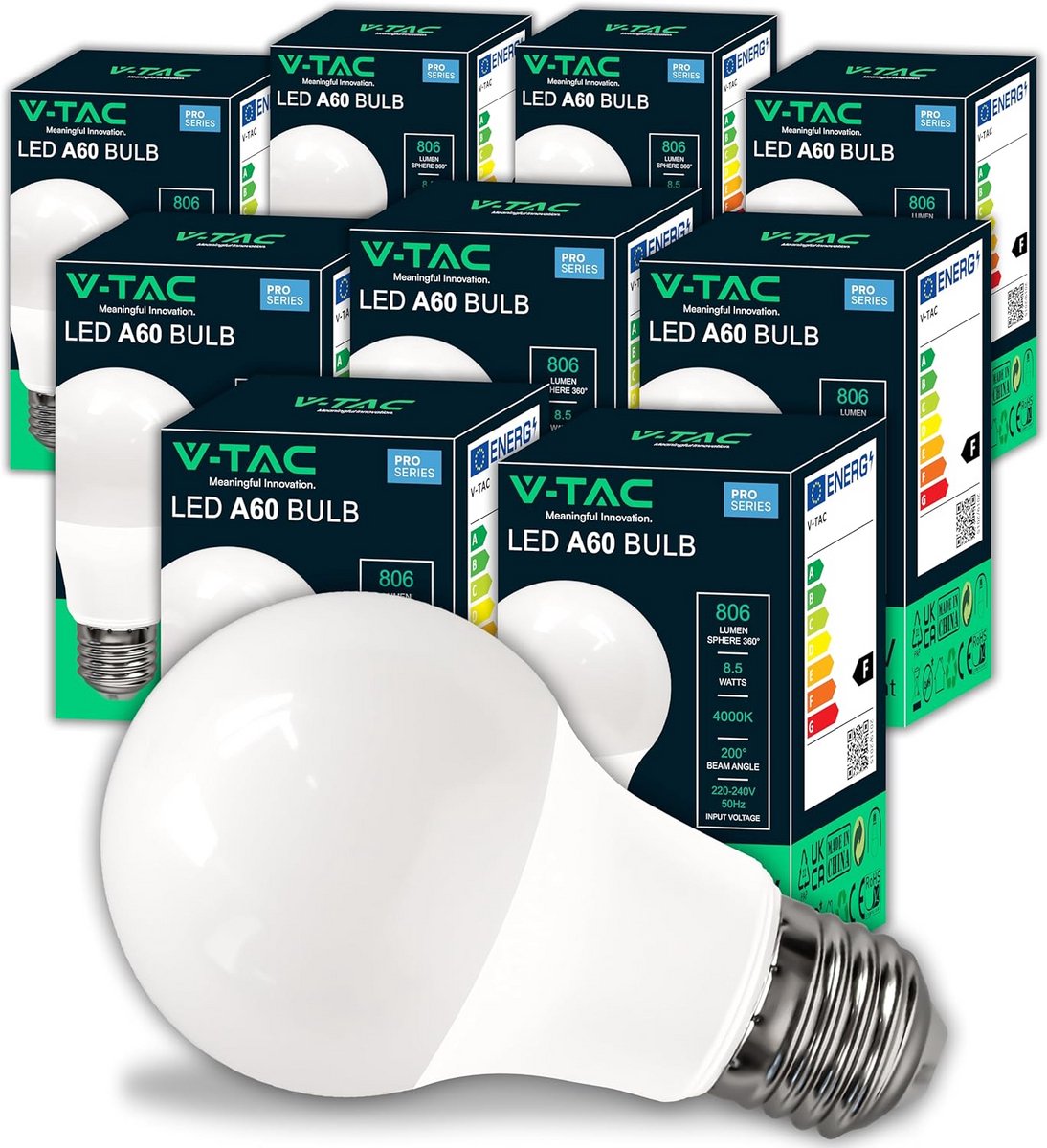 10x Energiezuinige LED Lampen E27 Fitting 8,5W - 806 Lumen - Neutraal Wit 4000K