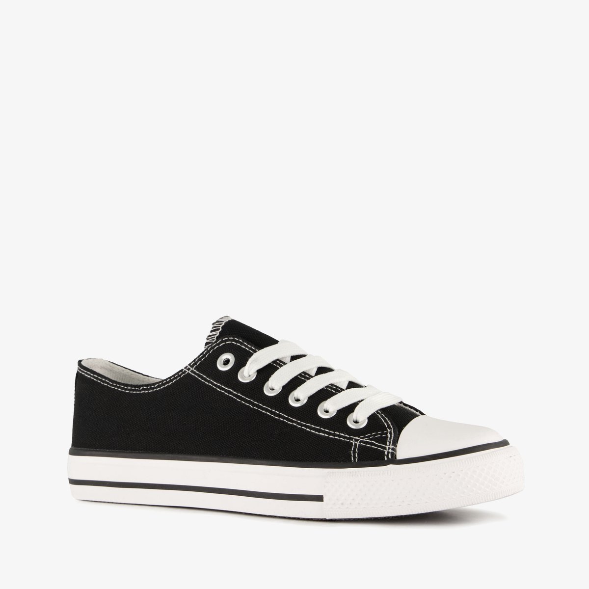 Lage canvas dames sneakers zwart wit - Maat 37