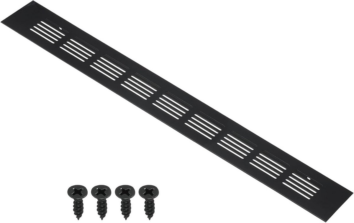 Rechthoekige Ventilatierooster Aluminium Zwart voor Kast en Deur - 16 x 2 Inch