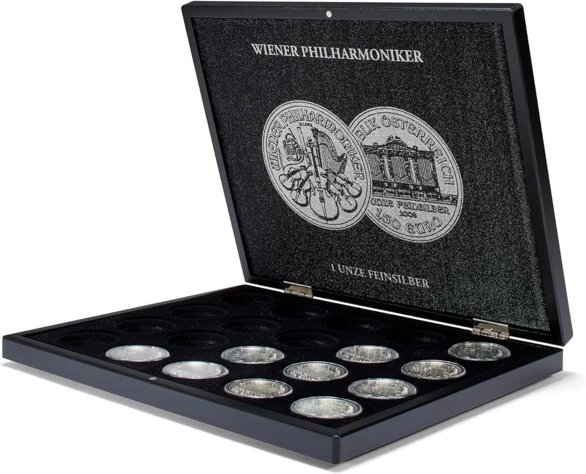 Presentatiedoos voor 20 Zilveren Munten (1 oz.) in Capsules, Zwart