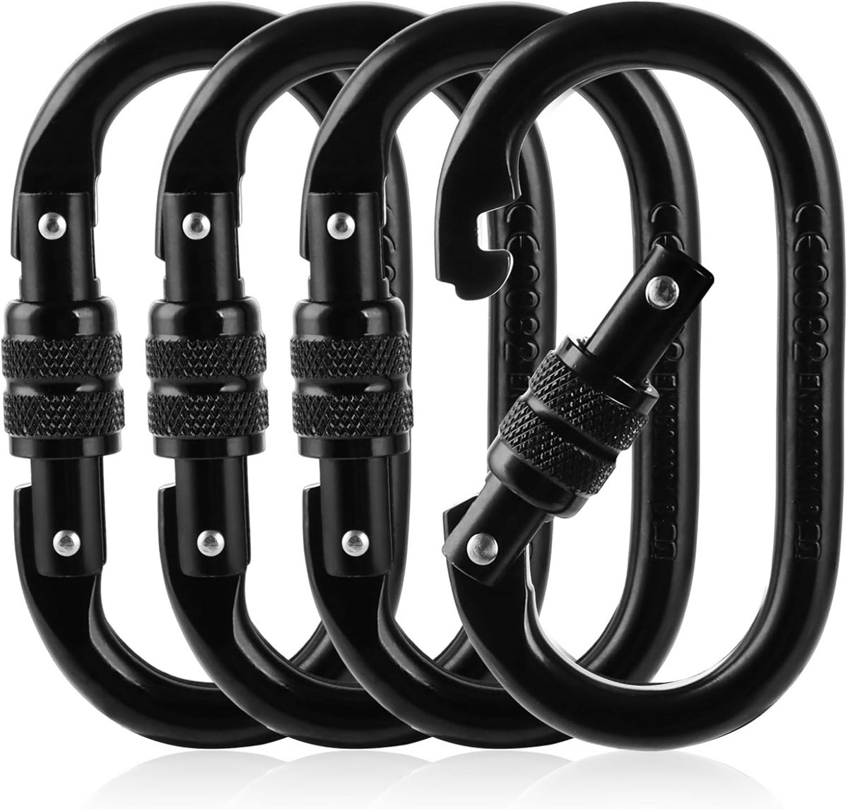 Set van 4 Grote Karabijnhaken 25 kN - Robuuste Aluminium Clipsluitingen