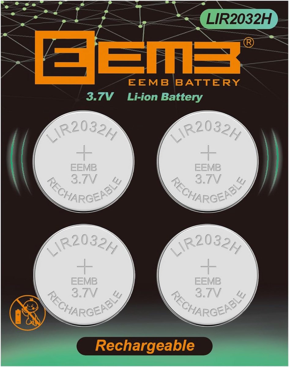 Oplaadbare Knoopcelbatterijen 3.7V Lithium-Ion (4 stuks) Vervanging voor ML2032