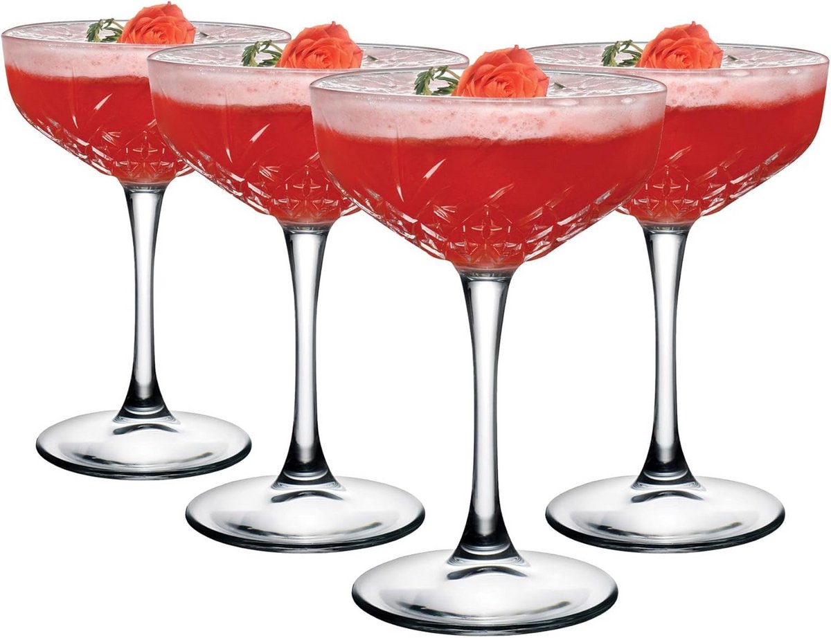 Set van 4 Glazen Champagne Schalen 255ml Tijdloos Design
