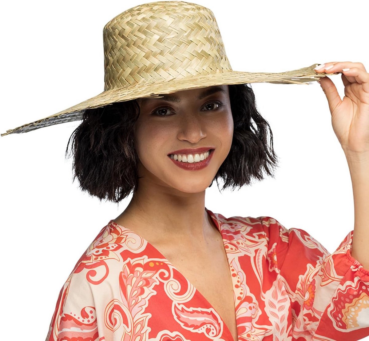 Stijlvolle beige strooien hoed voor zomerfeesten