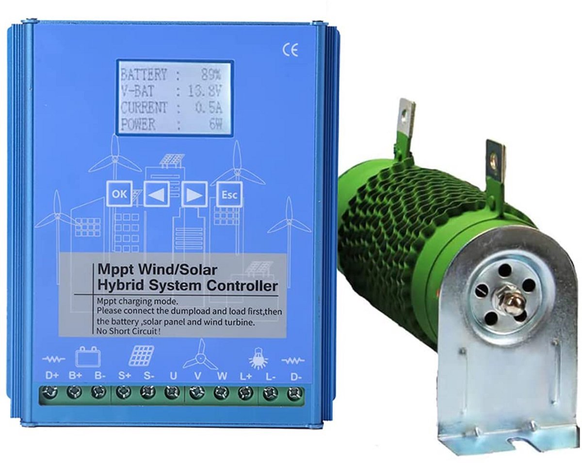 Hybride Wind- & Zonne-energiesysteem MPPT Laadregelaar 1600W voor 12V/24V Off-Grid Gebruik