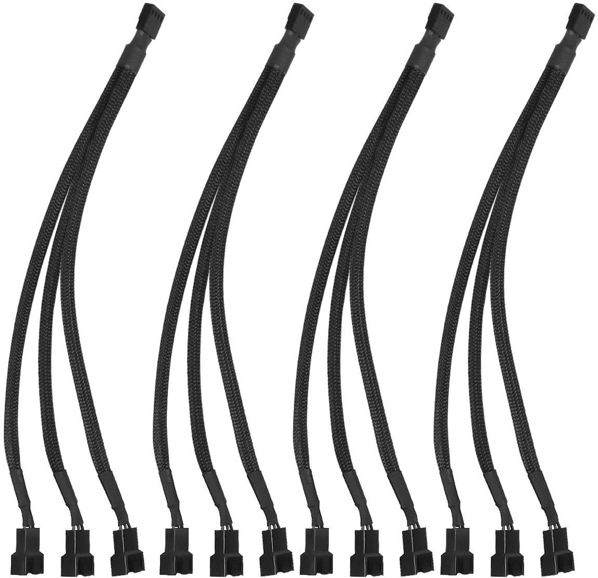3-weg PWM Fan Splitter Kabel - 4-pins PC Ventilator Verlengsnoer Zwart
