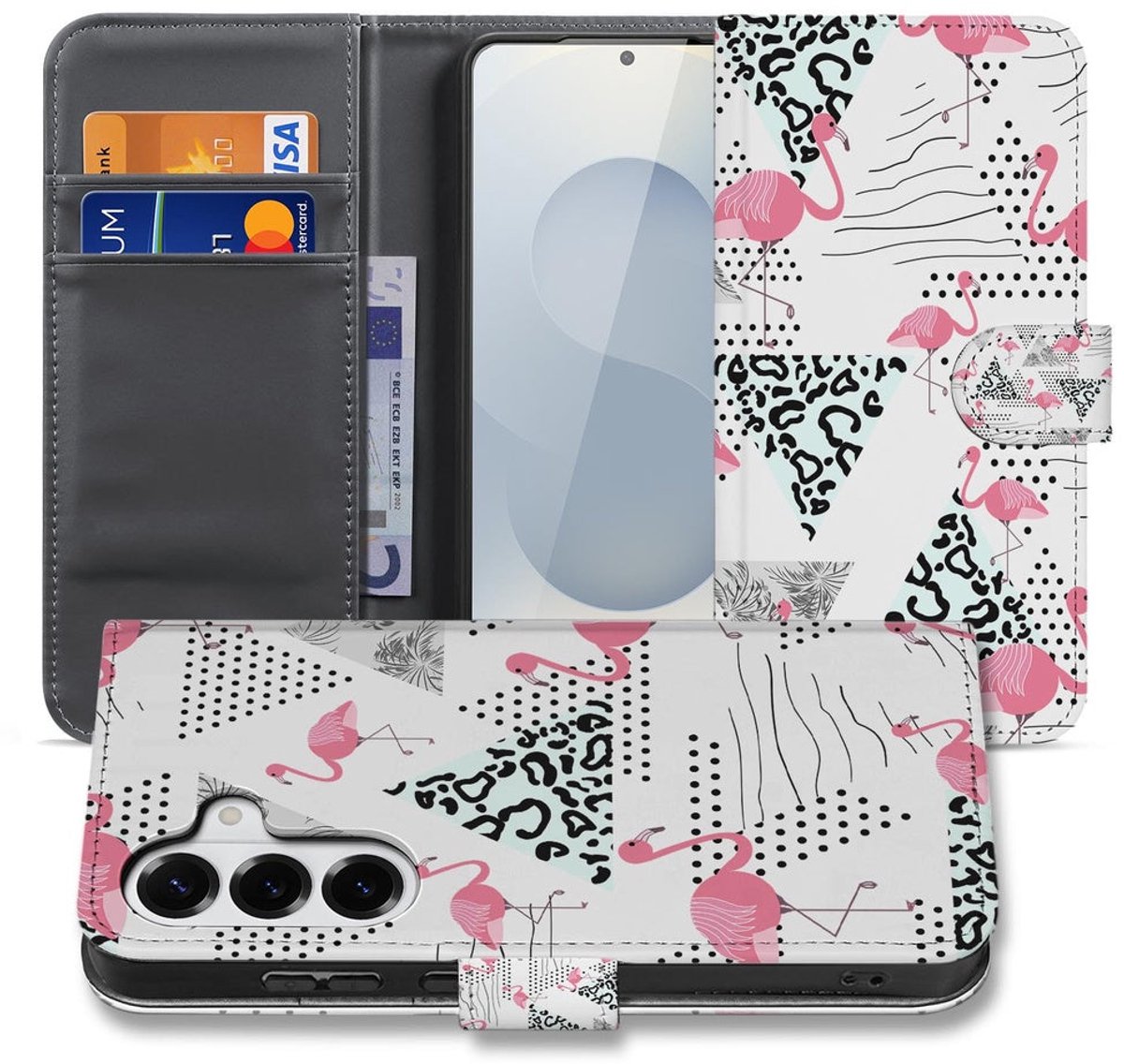Bookcase Hoesje Samsung Galaxy S26 Flamingo Triangle