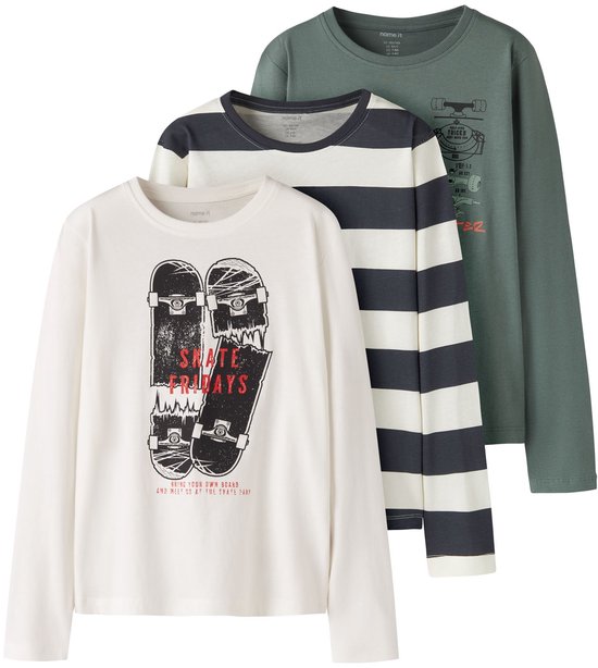 Kleine kinderen jongens meisjes lange mouwen effen prints T