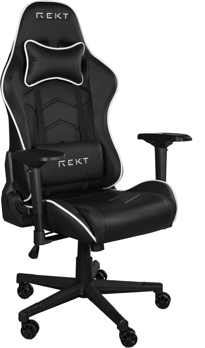 Speelstoel - Gaming stoel - Comfortabel gamen - Hoge dichtheid schuim - 56 x 55 x 135 cm - Zwart wit van Merkloos — afbeelding 2