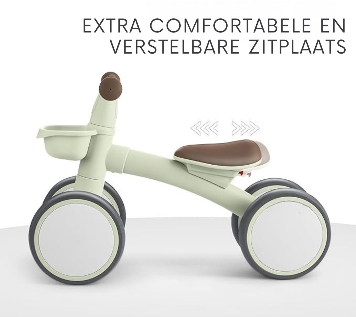 Verte Loopfiets 1 Jaar - Fiets Zonder Pedalen - Loopfiets voor Baby's - 1 Jaar Loopfiets met Mandje - Verstelbaar Speelgoed voor Kinderen - Babycadeau - Mint