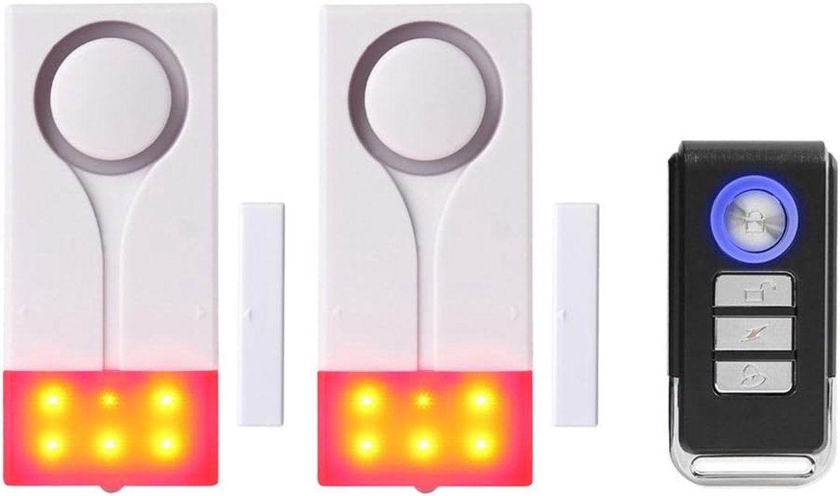 Draadloos Deur-raamalarm met Magnetische Sensor - 105dB Anti-diefstal Beveiliging voor Thuis, Kantoor en Garage - Inclusief 2 Sensoren en Afstandsbediening