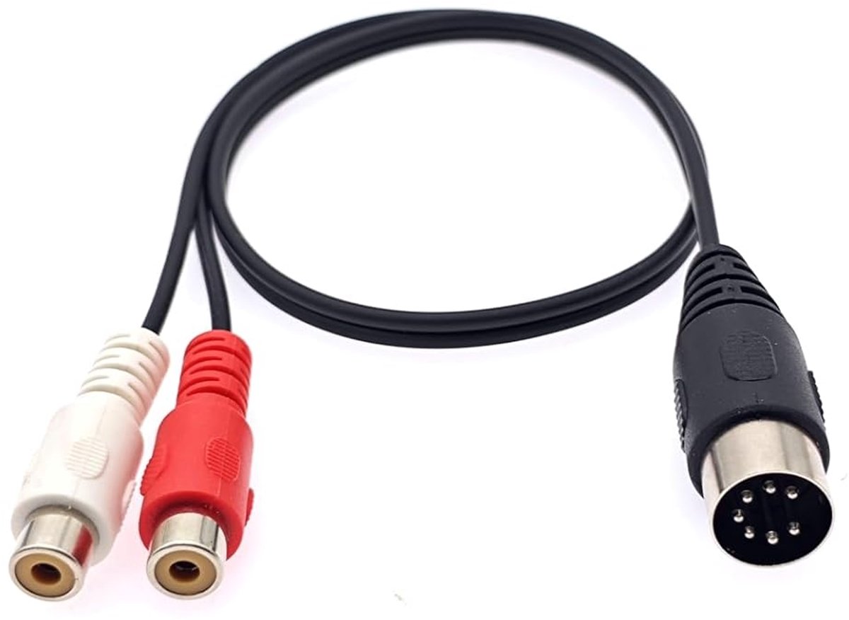 Audio Verlengsnoer - Adapterkabel Geluid - Stereo Verbinding - 7-Pins DIN - 50 cm Lengte - Zwart